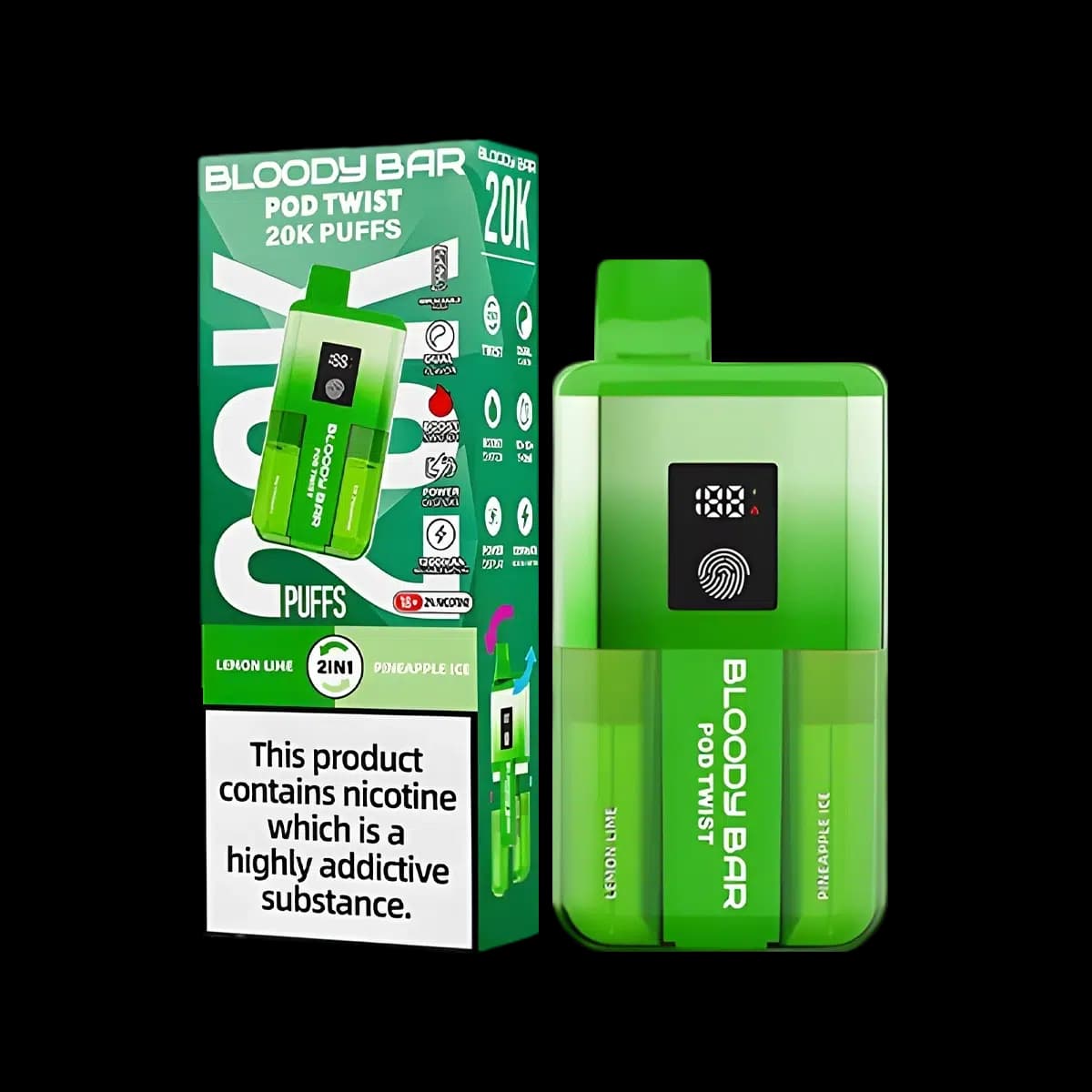 Bloody Bar Pod Twist 20K Vape Kit-Lemon Lime-Pineapple Ice