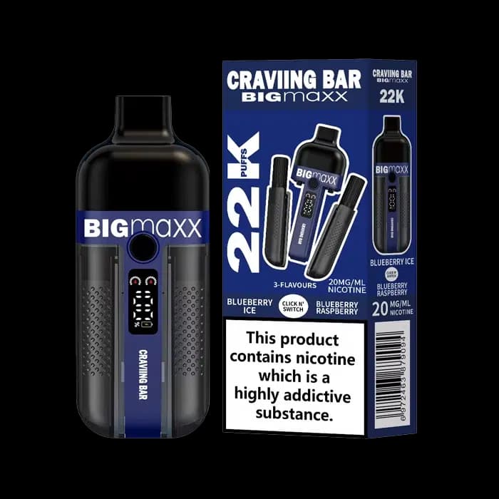 Craving Bar Big Maxx 22K Disposable Pod Kit- Blueberry Ice-Blueberry Raspberry