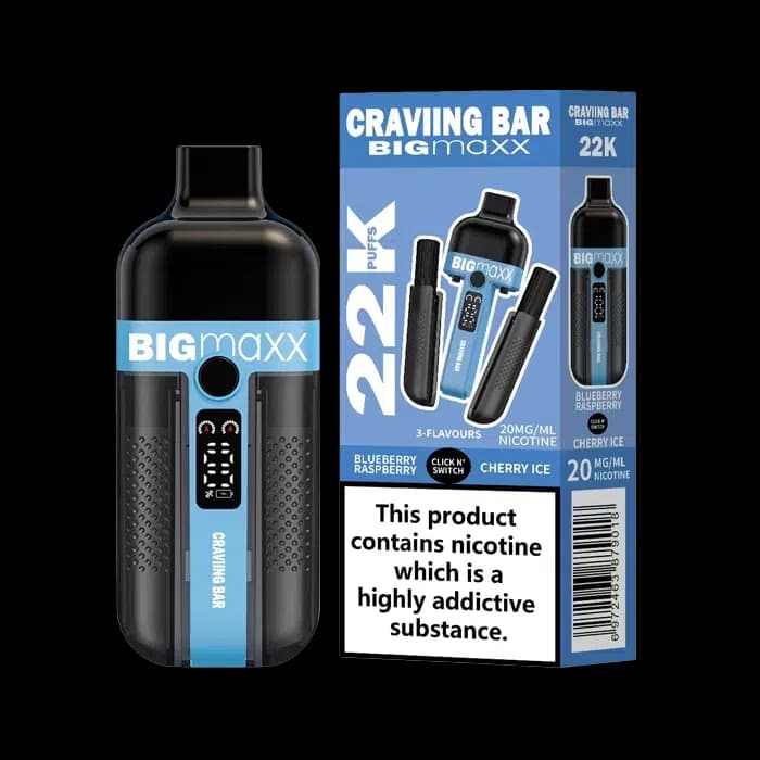 Craving Bar Big Maxx 22K Disposable Pod Kit -Blueberry Raspberry-Cherry Ice