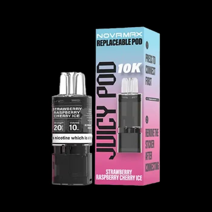 Juicy Pod Novamax 10k Prefilled Pod Strawberry Raspberry Cherry Ice