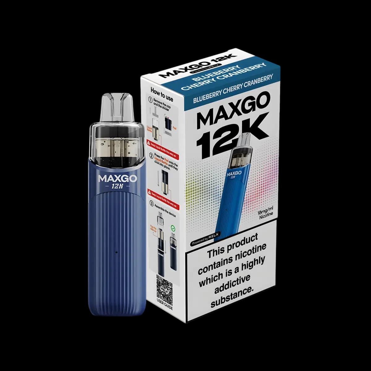 Relx Maxgo 12K Prefilled Pod Kit-Blueberry Cherry Cranberry