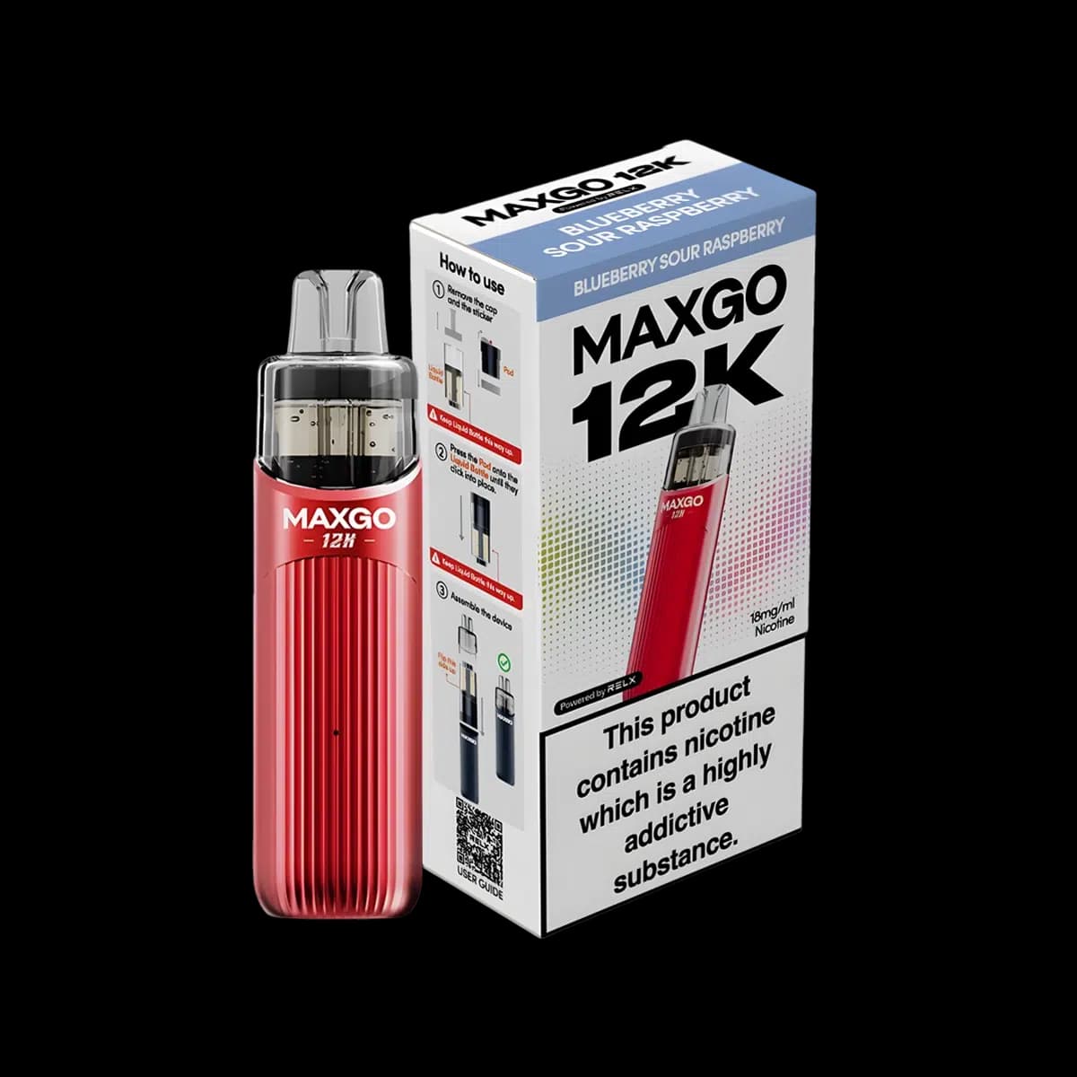 Relx Maxgo 12K Prefilled Pod Kit-Blueberry Sour Raspberry
