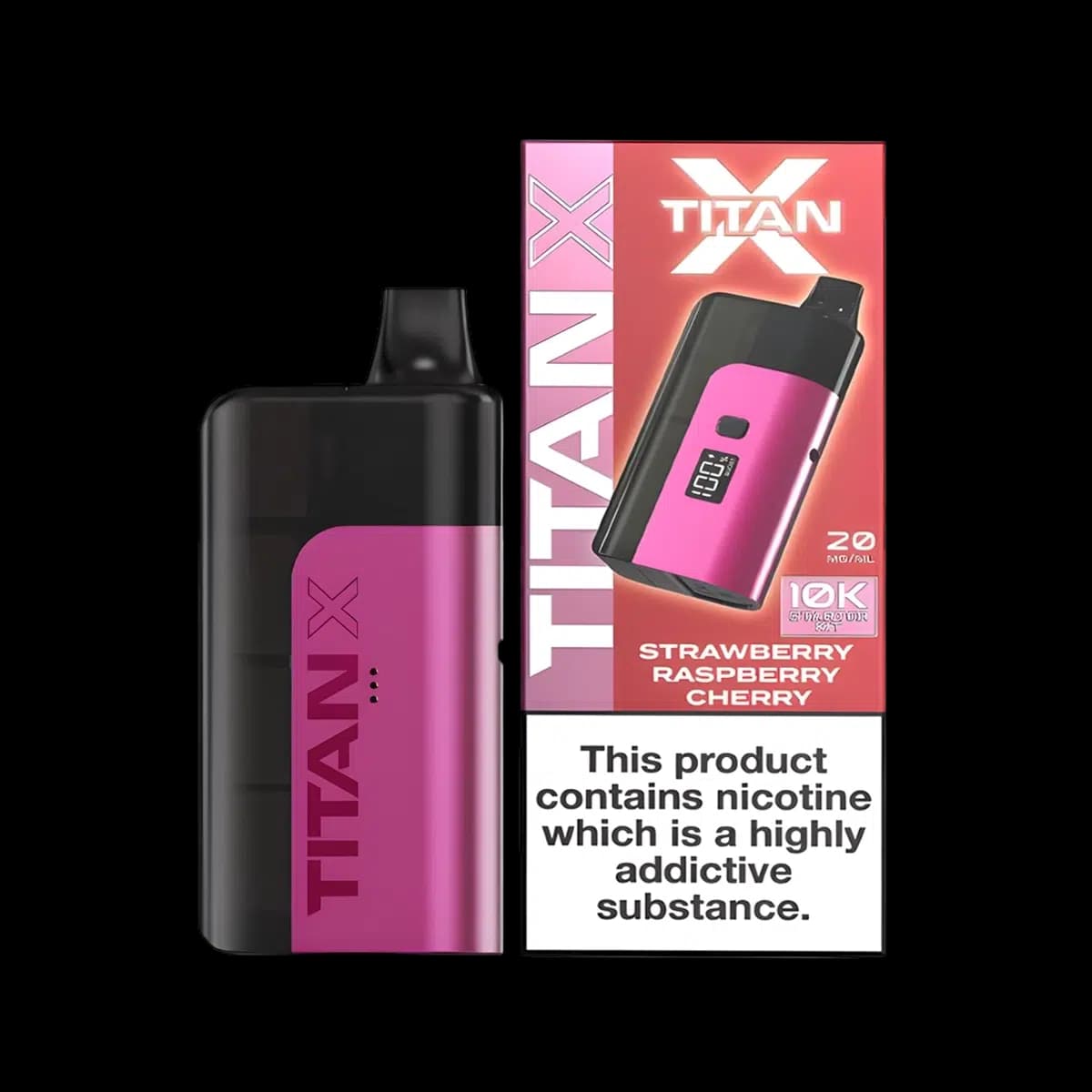 Titan X 10K Prefilled Pod Vape Kit - Strawberry Raspberry Cherry