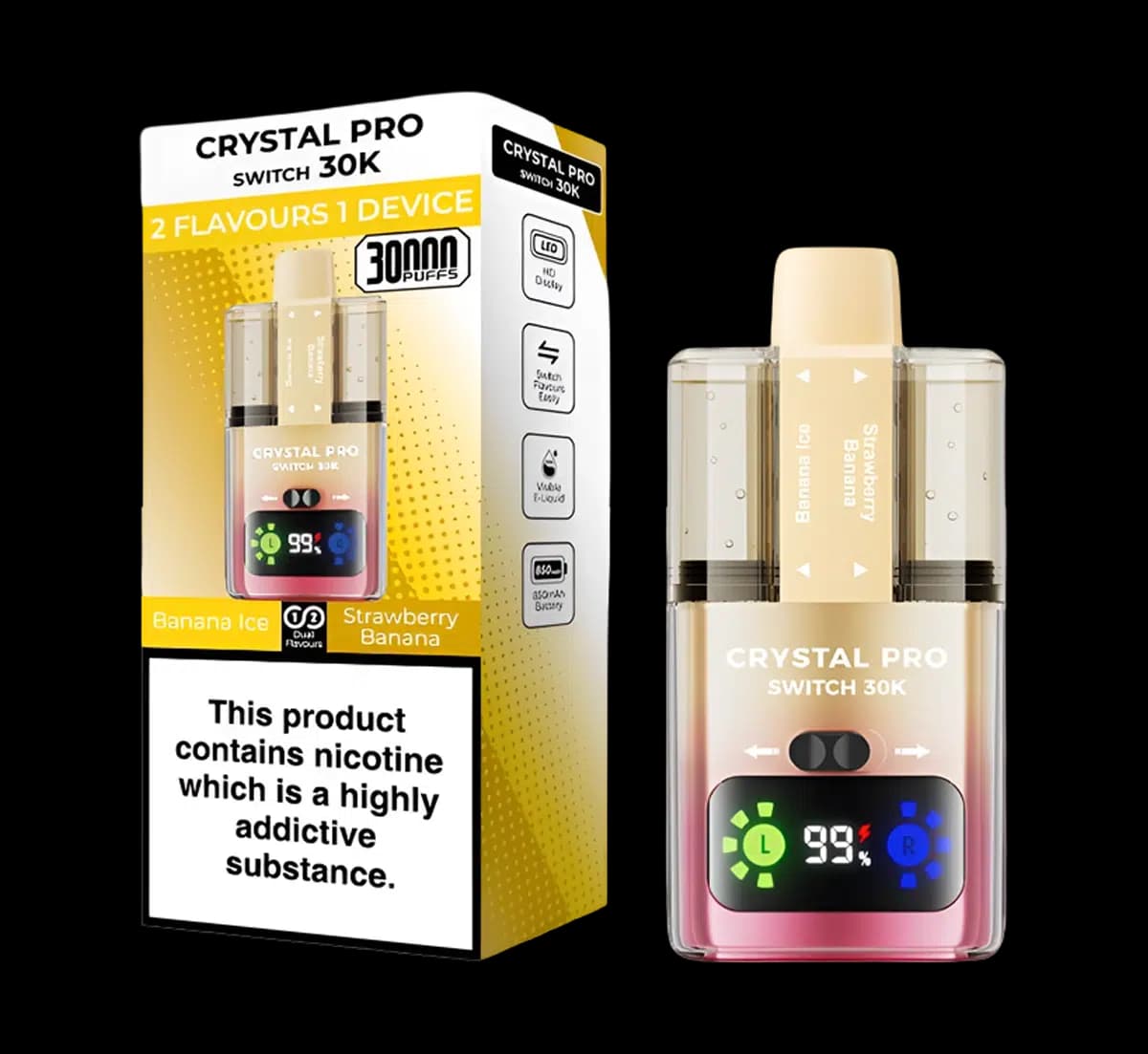Crystal 30K Pro Switch Prefilled Vape Kit - Banana Ice-Strawberry Banana