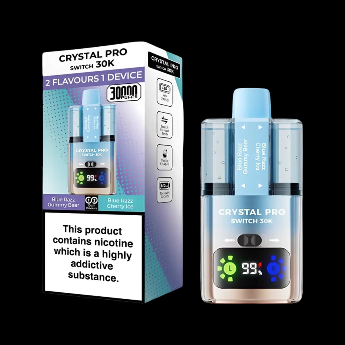 Crystal 30K Pro Switch Prefilled Vape Kit - Blue Razz Gummy Bear-Blue Razz Cherry Ice