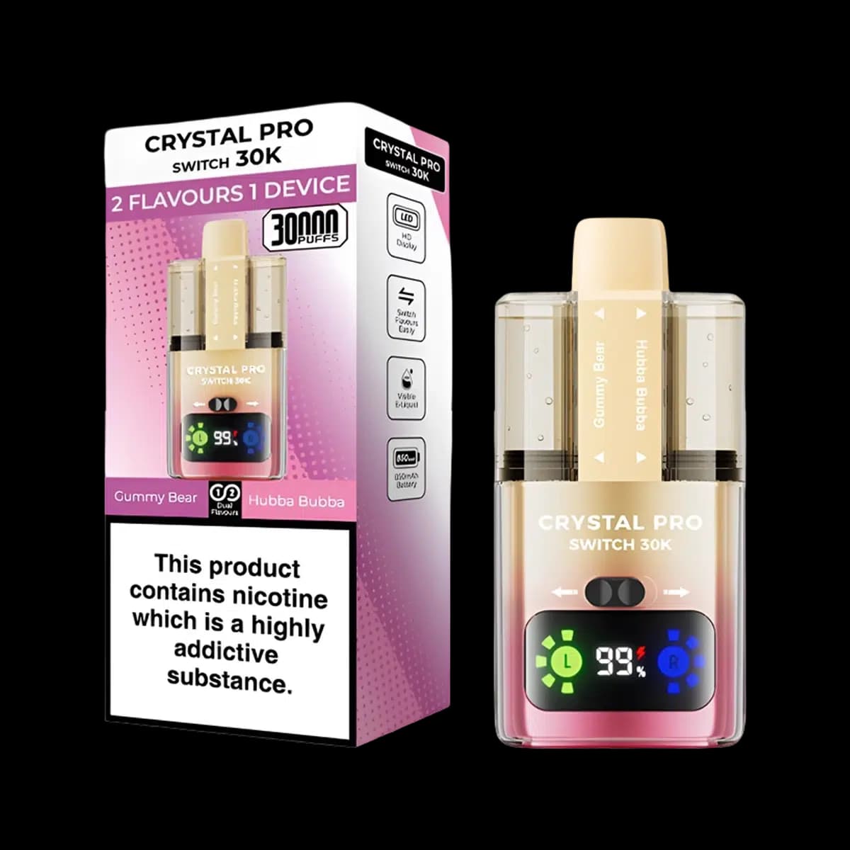 Crystal 30K Pro Switch Prefilled Vape Kit - Gummy Bear-Hubba Bubba