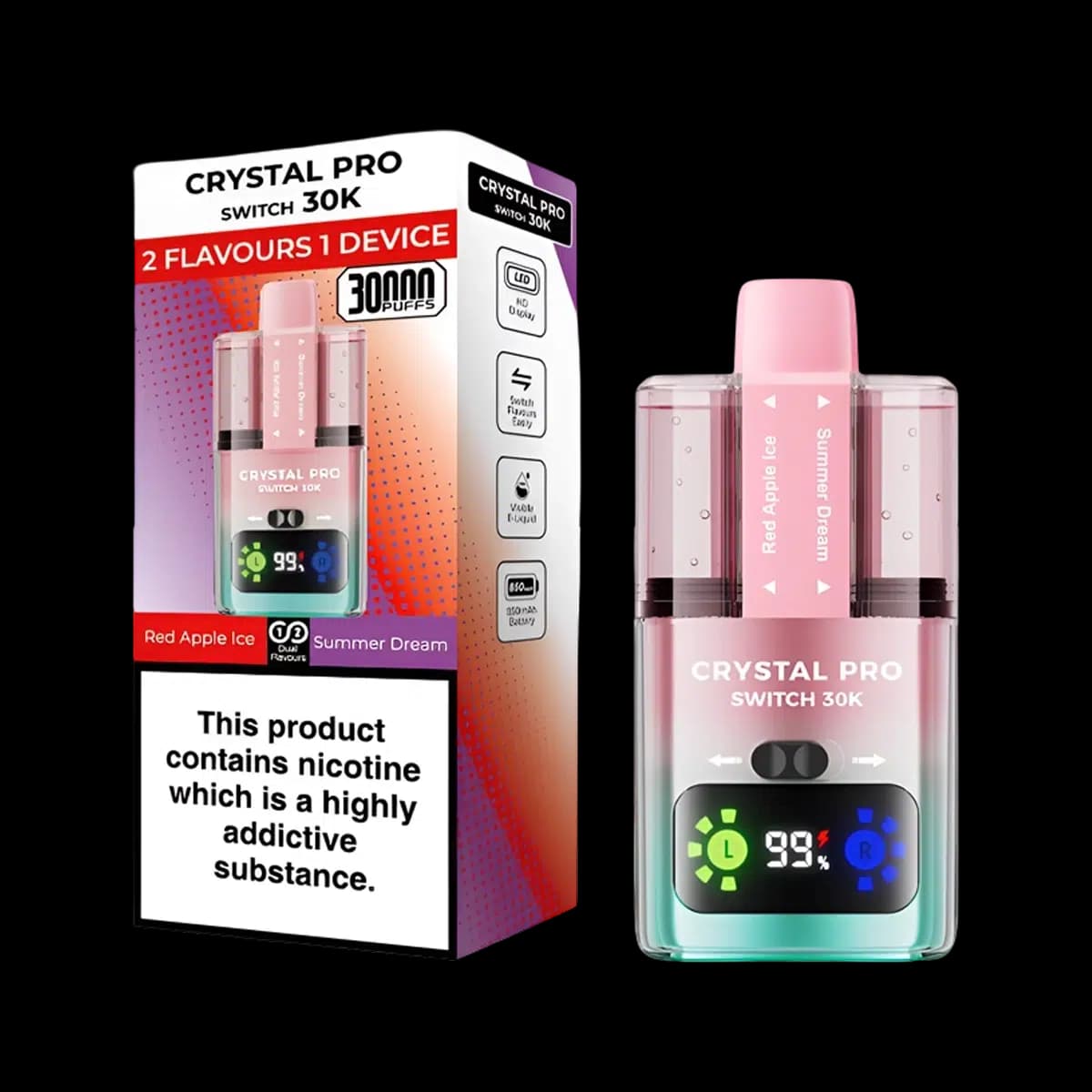 Crystal 30K Pro Switch Prefilled Vape Kit - Red Apple Ice-Summer Dream