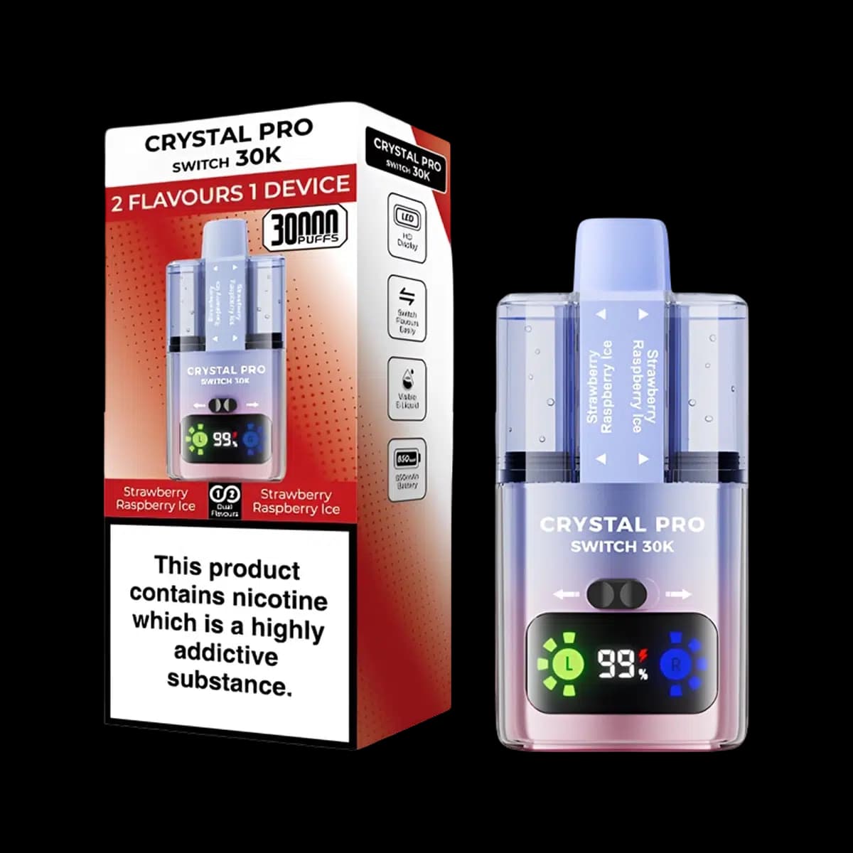 Crystal 30K Pro Switch Prefilled Vape Kit - Strawberry Raspberry Ice