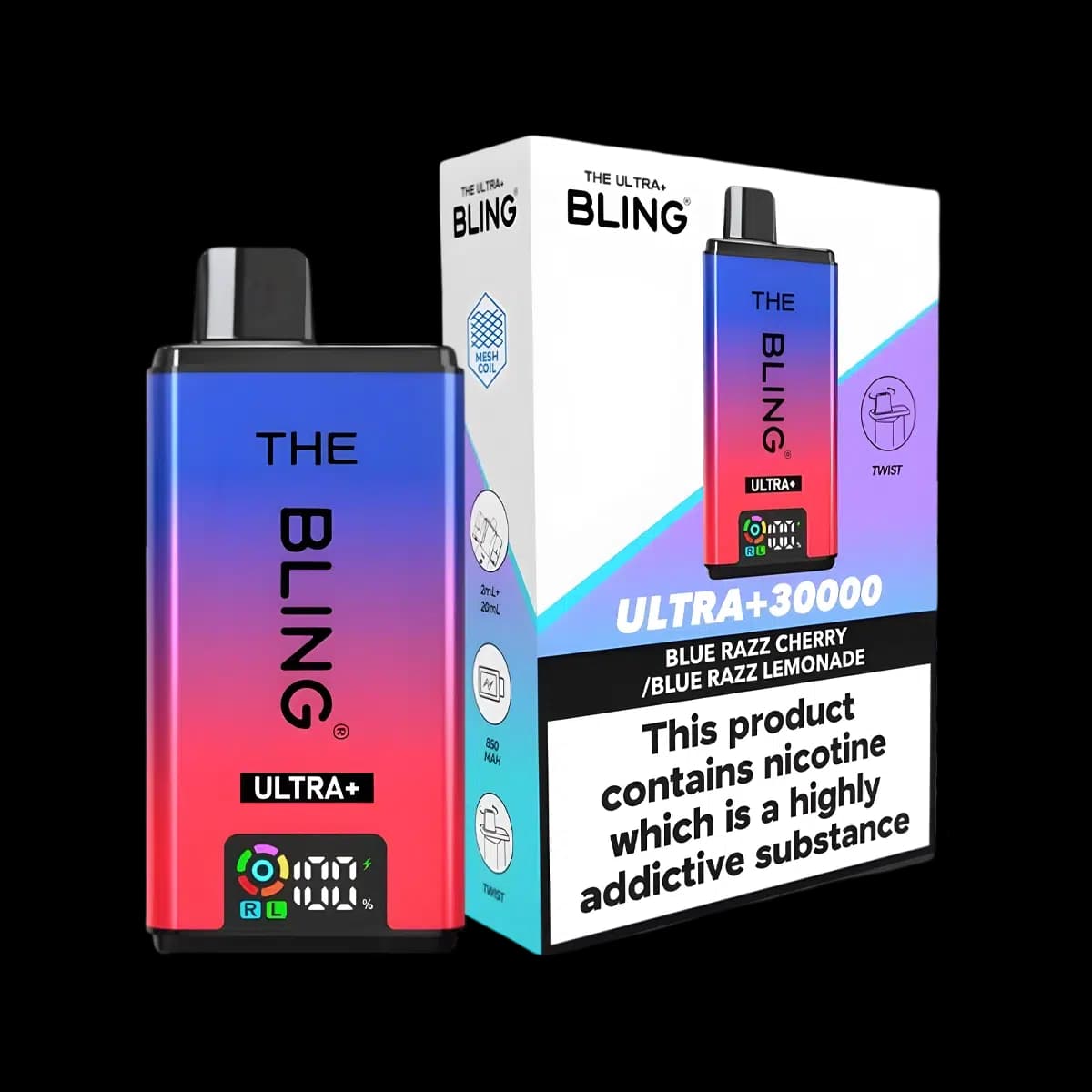 Blue Razz Cherry-Blue Razz Lemonade-THE BLING ULTRA PLUS 30K PREFILLED VAPE KIT