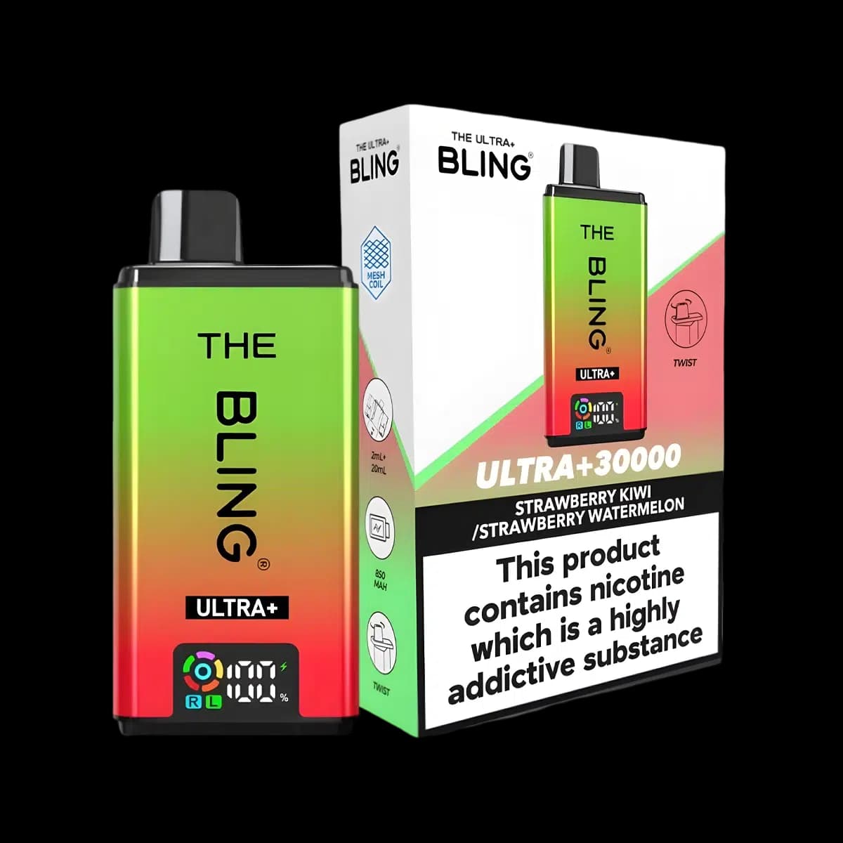 Strawberry Kiwi-Strawberry Watermelon-THE BLING ULTRA PLUS 30K PREFILLED VAPE KIT