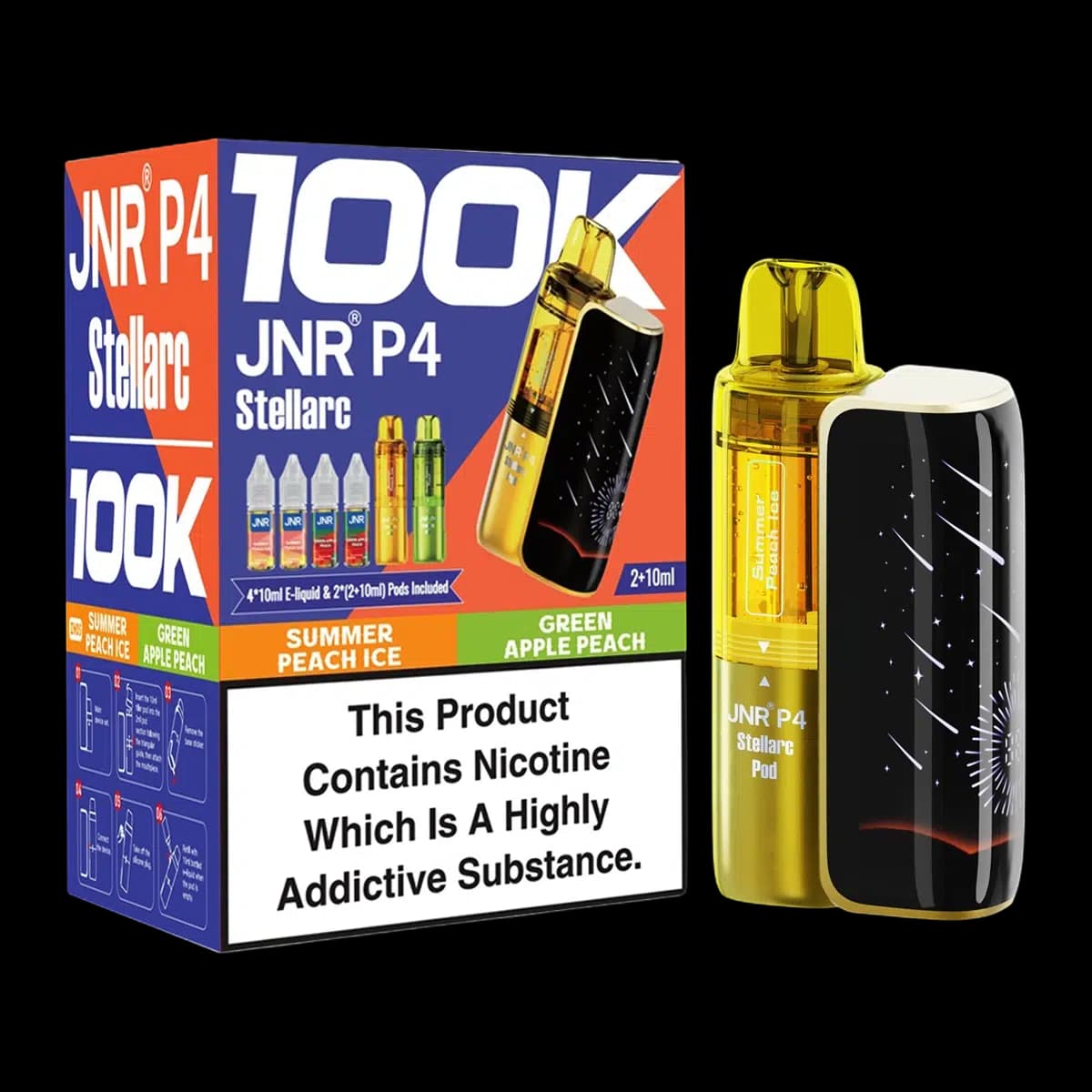 Summer Peach Ice- Green Apple Peach-JNR P4 Stellarc 100K Vape Kit